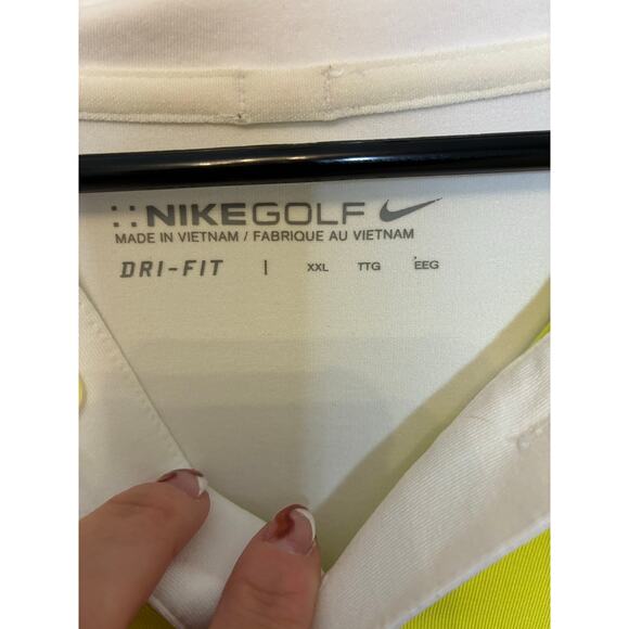 Nike Golf Men’s XXL Dri Fit Victory Stripe Shirt Yellow Black White Sportswear - Picture 2 of 5
